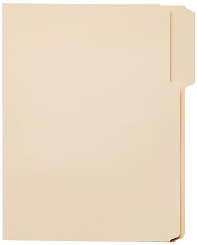 Amazon Basics Sturdy File Folders with Reinforced Tabs for Filing and Organization, 1/3-Cut Tab, Assorted Positions, Letter Size, 8.5x11 inches, Manila, 100-Pack