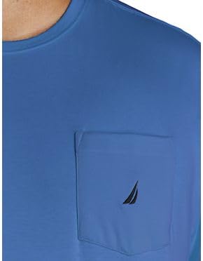 Nautica mens Solid Crew Neck Short-sleeve Pocket T-shirt T Shirt, Monaco Blue, 4X US
