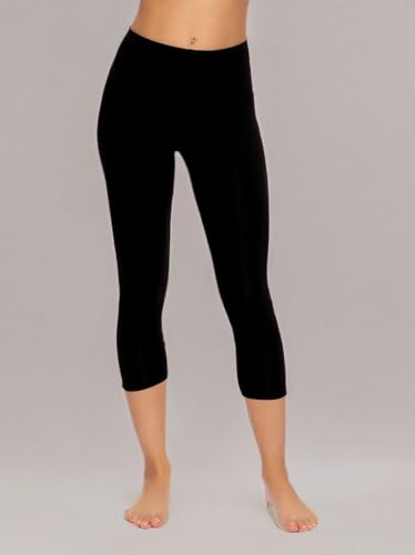 Felina Women's Cotton Modal Capri Leggings - Super Soft, Lightweight, Breathable for Fitness, Yoga, and Everyday Wear Black