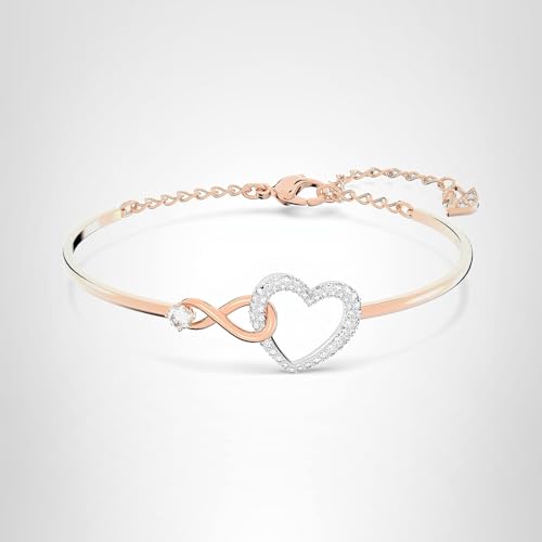 Swarovski Hyperbola Women's Bangle Bracelet with a Rose-Gold Tone Plated Bangle, Clear Crystals and Lobster Clasp