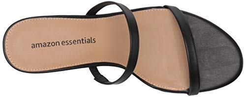 Amazon Essentials Women's Thin Two Strap Heeled Slide, Black, 12
