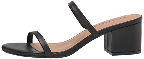 Amazon Essentials Women's Thin Two Strap Heeled Slide, Black, 12