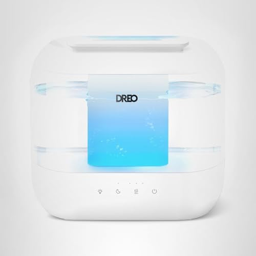 DREO Humidifiers for Bedroom, 4L Top Fill for Large Room, 36H Runtime, 28 dB Quiet Supersized Cool Mist Air Humidifier for Baby Nursery, Plants, Indoor, Night Light, Easy to Clean & Fill, White