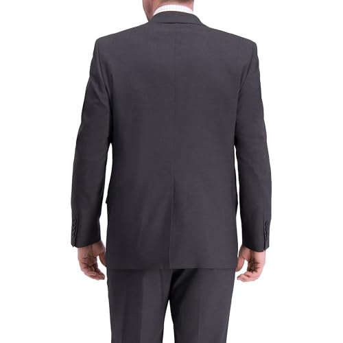 J.M. Haggar Men's Premium Performance Stretch Stria 2-Button Suit Separate Coat, Dark Heather Grey, 40R