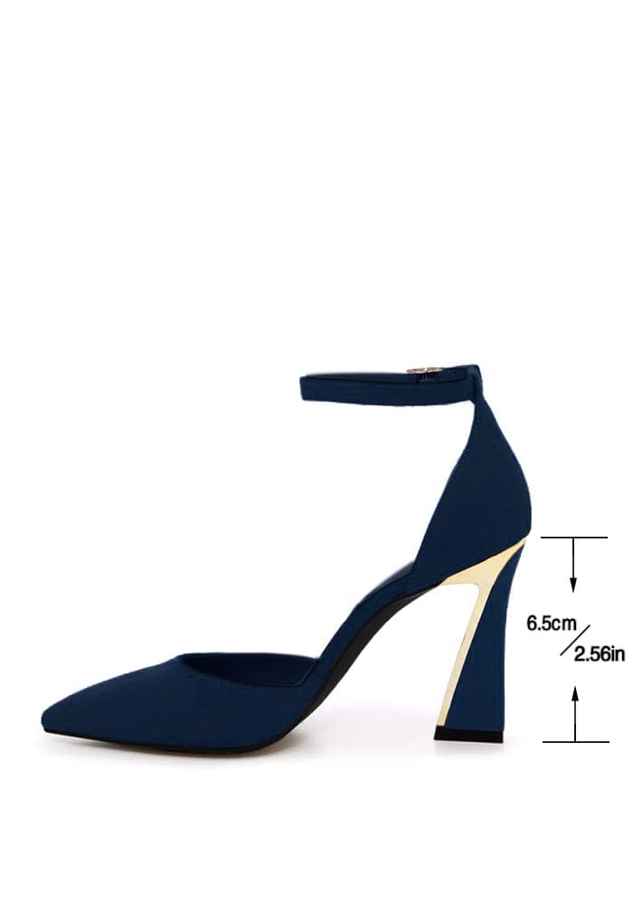 Juliet Holy Womens Pumps Point Closed Toe Heels Buckle Ankle Strap D'Orsay Heeled Sandals