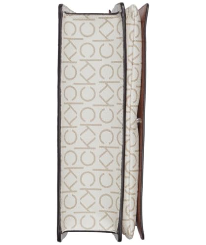 Calvin Klein Havana Novelty Organizational Crossbody, Vanilla/Khaki/Caramel Linear, One Size