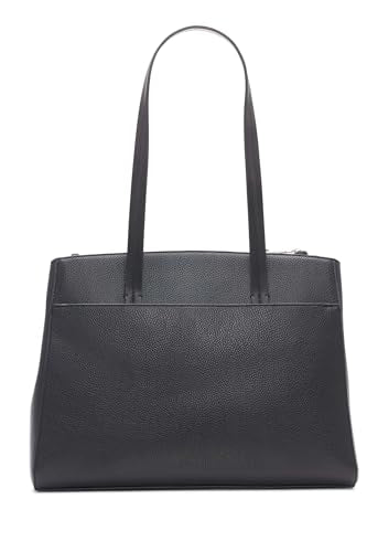 Calvin Klein Women's Hadley Tote Bag – 2 in 1, Vegan Leather, 5 Pockets, Black/Dove, One Size