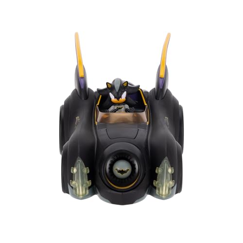 DC X Sonic Batmobile Shadow-fied! with Cool 2.5 Inch Shadow Action Figure as Batman, from The DC x Sonic The Hedgehog Comic Book Series - A Collector's Must Have!