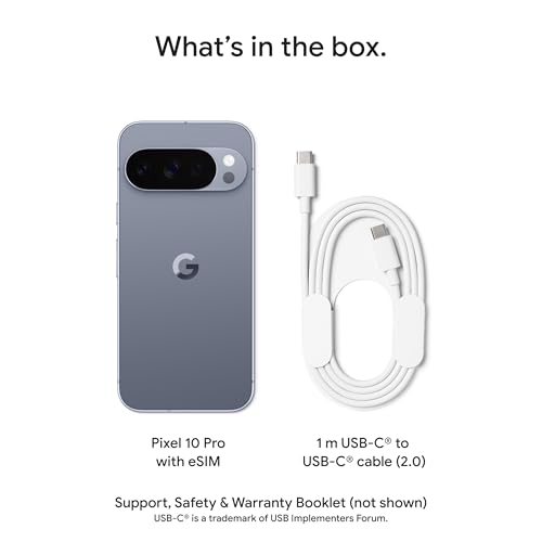 Google Pixel 10 Pro XL - Unlocked Android Smartphone - Gemini AI Assistant, Triple Rear Camera System, Fast-Charging 24+ Hour Battery, and 6.8" Super Actua Display - Obsidian - 256 GB (2025 Model)