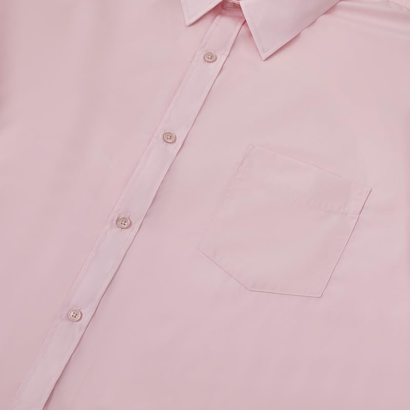 Double Pump Big and Tall Dress Shirts for Men Long Sleeve Business Casual Solid Button Down Shirts from XXL(T) to 6XL(T)(S303,XXLT)
