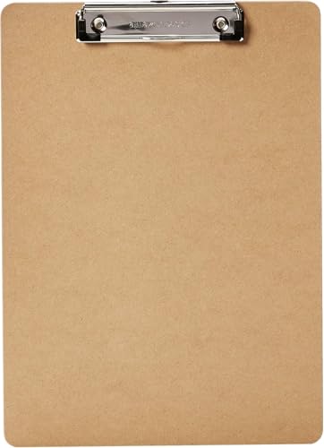 Amazon Basics Hardboard Office Clipboard, Low-Profile, Letter Size, 9" x 12.5", Brown, 6-Pack