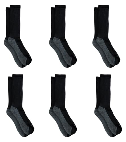 Dickies Men's Dri-Tech Original Moisture Control Crew Socks, Available in M-XXL (6, 12, 18 Pairs), Black (6 Pairs), X-Large