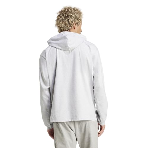 adidas Men's Essentials Big Logo Single Jersey Sportswear Hoodie, Light Grey Heather/Black, Large