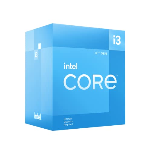 Intel® Core™ 12th Gen i3-12100F desktop processor, featuring PCIe Gen 5.0 & 4.0 support, DDR5 and DDR4 support. Discrete graphics required.