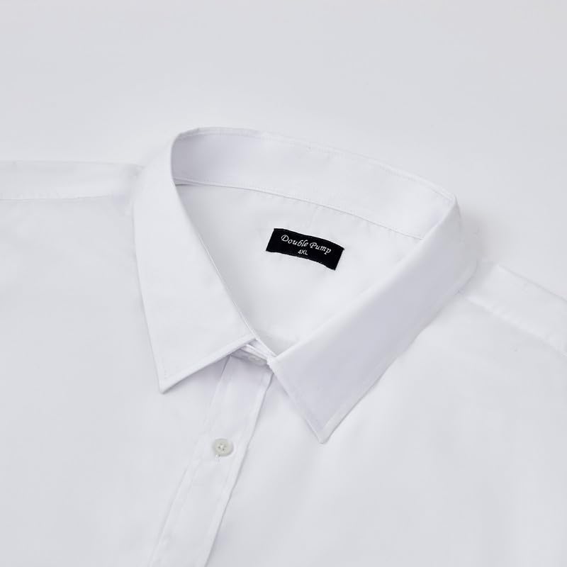 Double Pump Big and Tall Dress Shirts for Men Long Sleeve Business Casual Solid Button Down Shirts from XXL(T) to 6XL(T)(S278,3XLT)