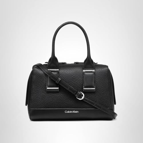Calvin Klein Jett Top Zip Satchel, Black/Silver, One Size