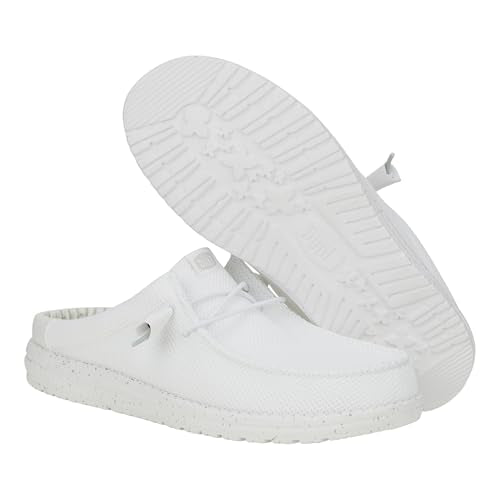 HEYDUDE Wally Slip Stretch Sox, Mens Shoes, Men's Slip-on Loafers, Comfortable & Light-Weight White