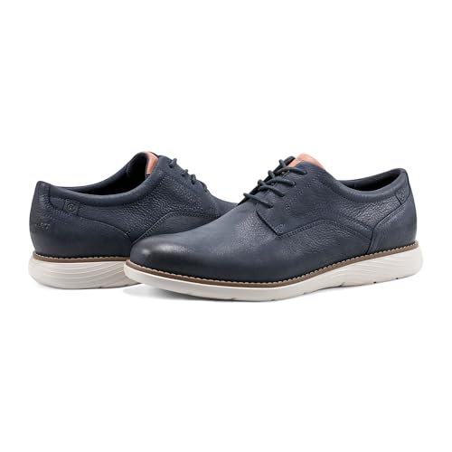 Rockport Men's Garett Plain Toe Oxford, Dark Blue Leather, 9 Medium