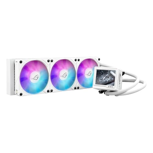 ASUS ROG RYUJIN III 360 ARGB EXTREME White Edition all-in-one AIO CPU liquid cooler, AMD Ryzen 9000 & Intel® Core™ Ultra Ready, Asetek Gen8 V2 pump;high airflow static pressure magnetic fans; 3.5" LCD