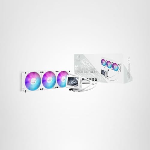 ASUS ROG RYUJIN III 360 ARGB EXTREME White Edition all-in-one AIO CPU liquid cooler, AMD Ryzen 9000 & Intel® Core™ Ultra Ready, Asetek Gen8 V2 pump;high airflow static pressure magnetic fans; 3.5" LCD