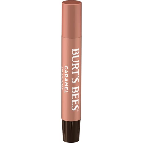 Burt's Bees Shimmer Lip Tint Set for Valentine's Day Gifts, Tinted Lip Balm Stick, Moisturizing for All Day Hydration with Natural Origin Glowy Pigmented Finish & Buildable Color, Caramel (4-Pack)