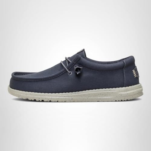 HEYDUDE Men's Wally Canvas Black Oyster Size 11, Men’s Shoes, Slip-on Loafers, Comfortable & Light-Weight
