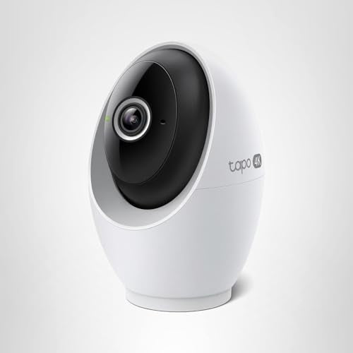 Tapo 4K Indoor Pan/Tilt Wired Security Camera - Works as a Baby Monitor, Person/Pet Detection, Facial Recognition, 360° AI Motion Tracking, Subscription-Free Local Storage or Optional Cloud, C260