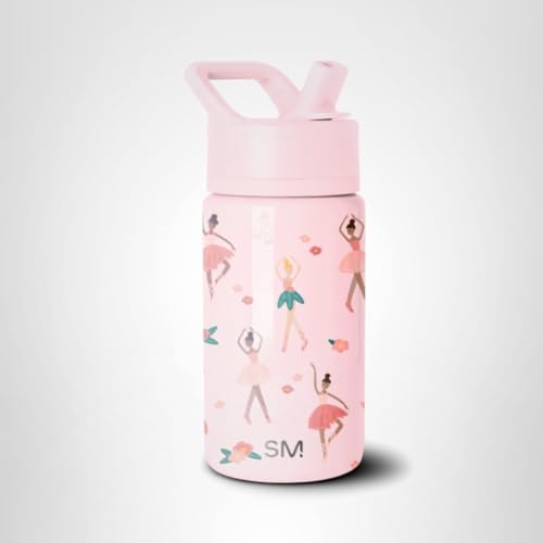 Simple Modern Kids Summit Water Bottle with Straw Lid | 14oz Stainless Steel Cup Insulated Tumbler for Toddlers, School | Pink Ballerina