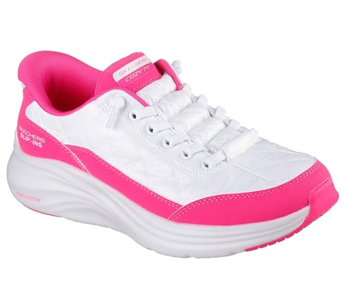 Skechers Women's Contour Foam Hands Free Slip-Ins, White/Hot Pink, 9