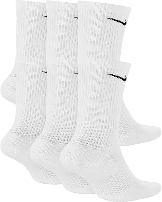 Nike Crew Socks (6 Pair) (US, Alpha, Large, Regular, Regular, Dri-Fit White)