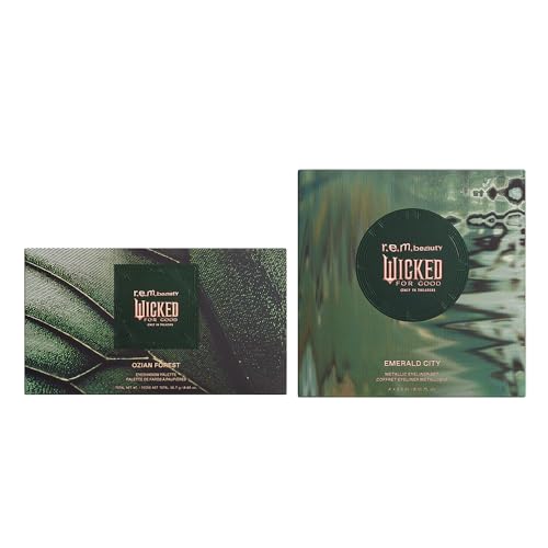 r.e.m. beauty Wicked: For Good | Ozian Forest Eyeshadow & Emerald City Eyeliner Duo | 12-Shade Palette + 4 Metallic Liners | Shimmer, Matte & Glitter Finishes | Blendable, Long-Wear Formulas