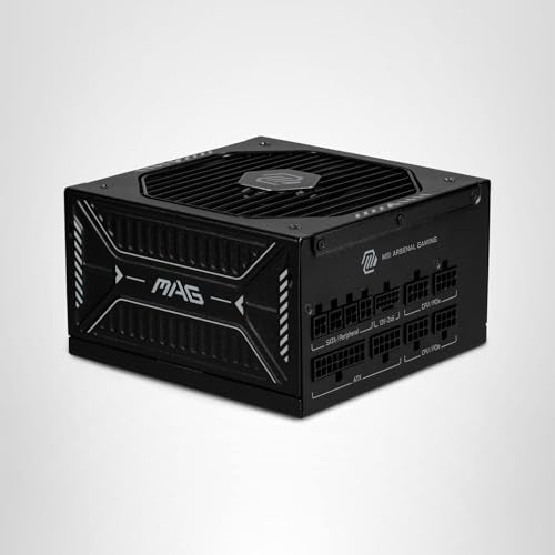 MSI MAG A750GLS PCIE5, Fully Modular Compact Gaming 750W Power Supply, 80+ Gold, ATX 3.1 & PCIe 5.1 Ready, Native Dual-Color 12V-2x6 Cable, Low-Noise, Embossed Jacket Cables, 10 Year Warranty