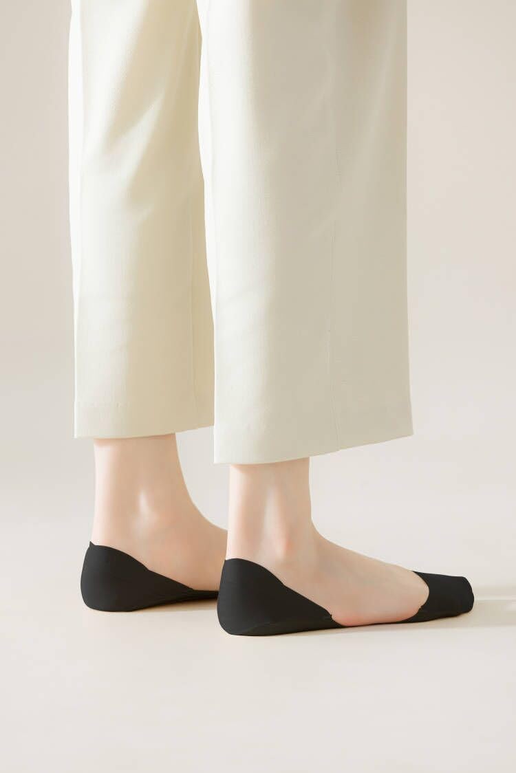F Flammi No Show Socks Women Non-Slip Invisible Liner Socks Cotton for Flats Heels Pumps Lofers (6-9, 6 Pairs-Black+Nude)