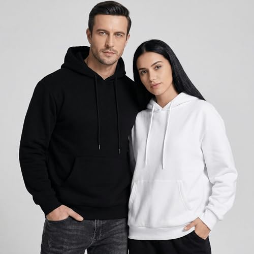 JMIERR Mens Cotton Fashion Hoodies & Sweatshirts Drawstring Long Sleeve Front Collar Hooded Pullovers with Pockets for Men Loose Fit Casua Fall Winter Shirt Tops Sweater Black