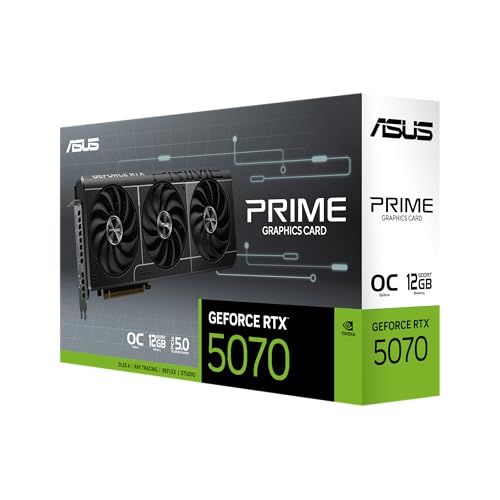 ASUS The SFF-Ready Prime GeForce RTX™ 5070 OC Edition Graphics Card, NVIDIA, Desktop (PCIe® 5.0, 12GB GDDR7, HDMI®/DP 2.1, 2.5-Slot, Axial-tech Fans, Dual BIOS)