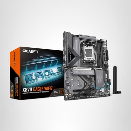 GIGABYTE X870 Eagle WIFI7 AMD AM5 LGA 1718 Motherboard, ATX, DDR5, 4X M.2, PCIe 5.0, USB4, WIFI7, 2.5GbE LAN, EZ-Latch, 5-Year Warranty
