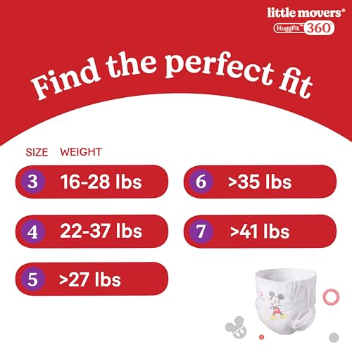 Huggies Size 7 Baby Diapers, Little Movers HuggFit 360° Baby Diapers with 360° Waistband, Size 7 (41+ lbs), 88 Count (2 Packs of 44), Packaging May Vary