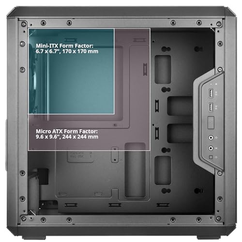 Cooler Master MasterBox Q300L Micro-ATX PC Case – Compact mATX Computer Case with Magnetic Dust Filters, Modular Adjustable I/O Panel, Perforated Airflow Design, 1 x 120mm Pre-Installed Fan, Black