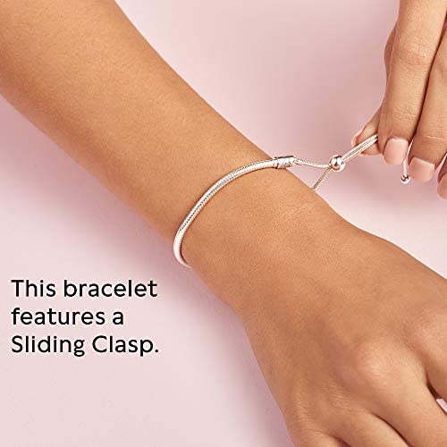 European Snake Chain Charm Bracelet - Adjustable Sliding Clasp Stainless Steel 3mm Premium Snake Chain, Compatible with Pandora Charms Beads & Pendants - Sliding Bracelet For Women & Men