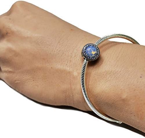 Bolenvi European Charm Bracelet - Adjustable 3mm 925 Sterling Silver Snake Chain for Charms, Compatible with Pandora Beads & Pendants - Clip On/Off Sliding Bracelet