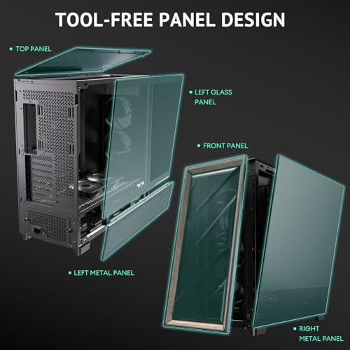 Antec Flux Pro, 6 x PWM Fans Included, High-Airflow Front Panel with Walnut Wood, iShift PSU 90° Mount, USB3.0 x 2, Type-C, 420mm Radiator Support, Temp. Display, Full-Tower E-ATX PC Case