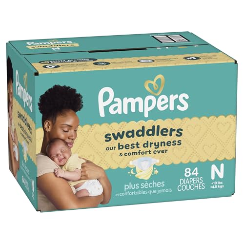 Pampers Swaddlers Diapers, Size 0 (up to 10 lbs), 84 Count, Absorbent, Keeps Baby Dry and Comfortable, Skin Safe Disposable Baby Diaper (Packaging May Vary)