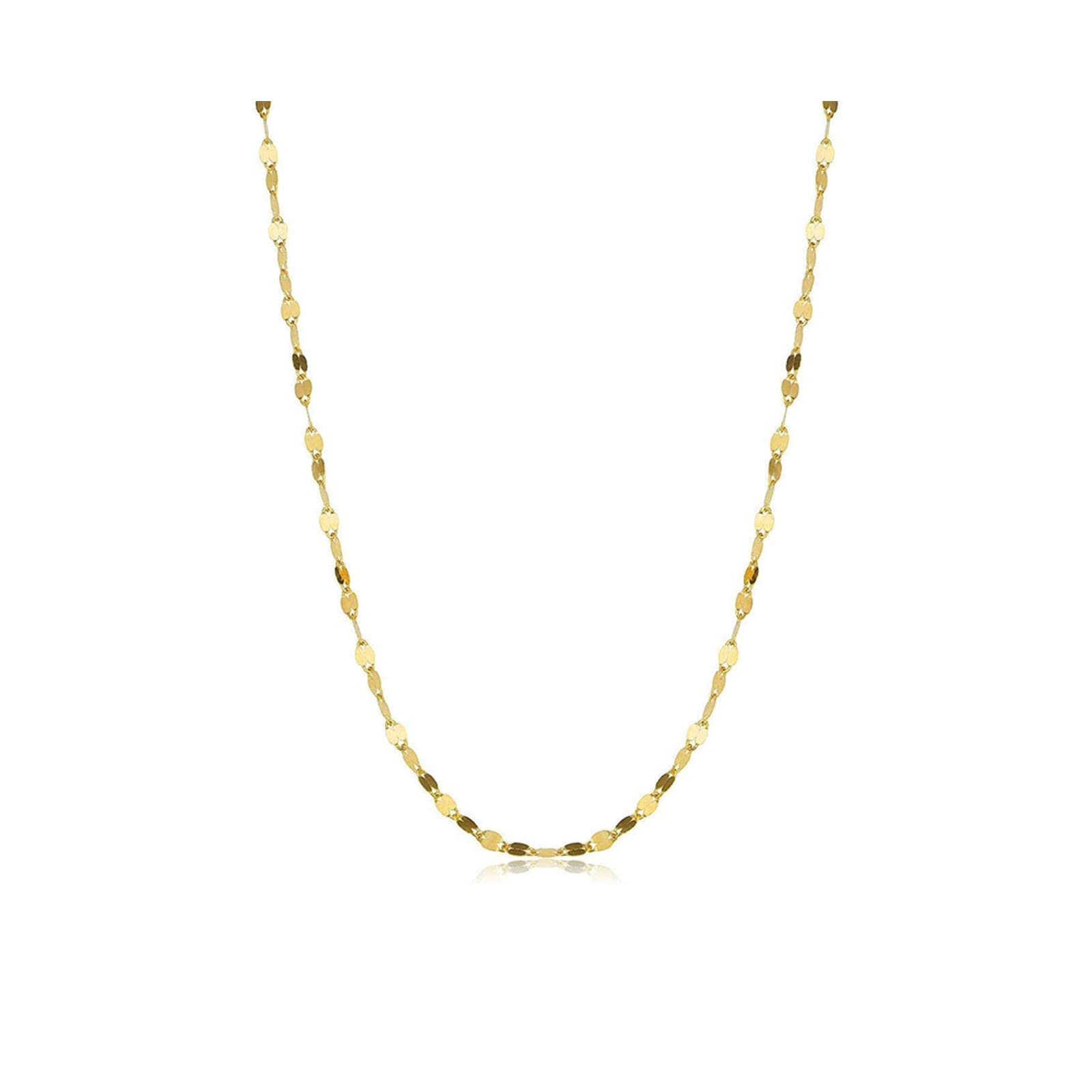 SISGEM 10K Solid Gold Mirror Chain Necklace, 1.8MM Real Yellow Gold Italian Mirror Link Chain Necklace Jewelry Gift for Women 22" (22 Inches)