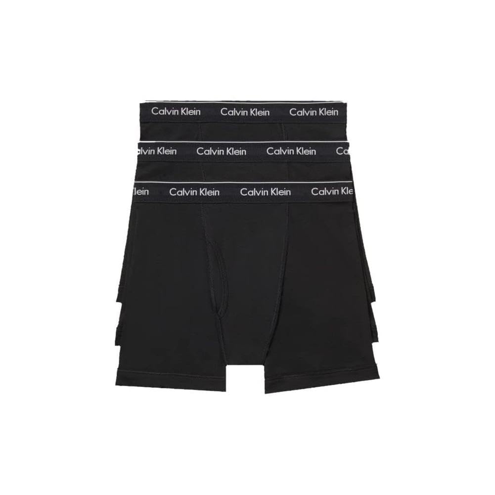 Calvin Klein Men's Cotton Classics 3-pack Boxer Brief, 3 Black, Medium