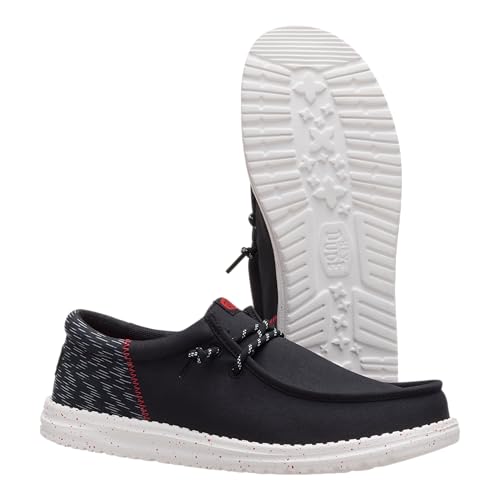 HEYDUDE Wally Funk Jersey Jacquard Black/Multi 11, Men’s Shoes, Slip-on Loafers, Comfortable & Light-Weight