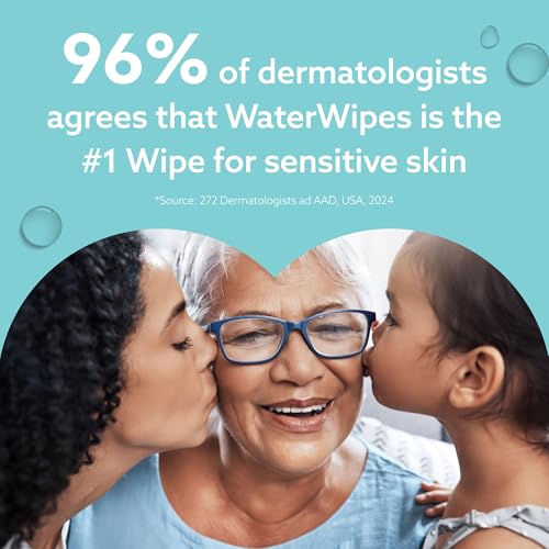 WaterWipes Sensitive+ On The Go Wipes, 224 Count (8 Packs), 3-In-1 Cleans, Cares, Protects, 99.9% Water, Unscented Wet Wipes