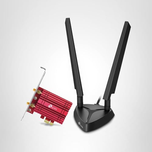 TP-Link WiFi 6E Intel AX210 AXE5400 PCIe WiFi Card for PC Archer TXE75E- Tri Band Wireless Adapter for Desktop PC w/Magnetic Base Dual Antenna, Bluetooth 5.3(USB Port), WPA3, MU-MIMO, OFDMA, 802.11ax