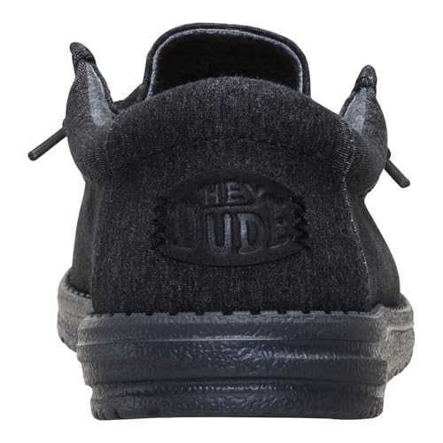HEYDUDE Wally Stretch Jersey Black Size 10, Men’s Shoes, Men's Slip-on Loafers, Comfortable & Light-Weight