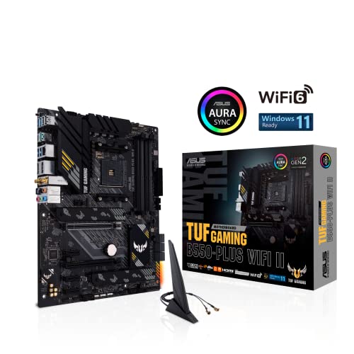 ASUS TUF Gaming B550-PLUS WiFi II AMD AM4 (3rd Gen Ryzen™) ATX Gaming Motherboard (PCIe 4.0, WiFi 6, 2.5Gb LAN, BIOS Flashback, USB 3.2 Gen 2, Addressable Gen 2 RGB Header and Aura Sync)