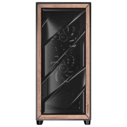 Antec Flux Pro, 6 x PWM Fans Included, High-Airflow Front Panel with Walnut Wood, iShift PSU 90° Mount, USB3.0 x 2, Type-C, 420mm Radiator Support, Temp. Display, Full-Tower E-ATX PC Case